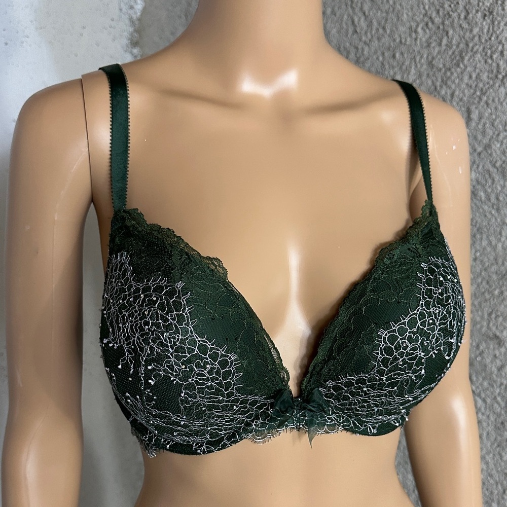 Victoria's Secret Dark Green Lace Bra 34DD